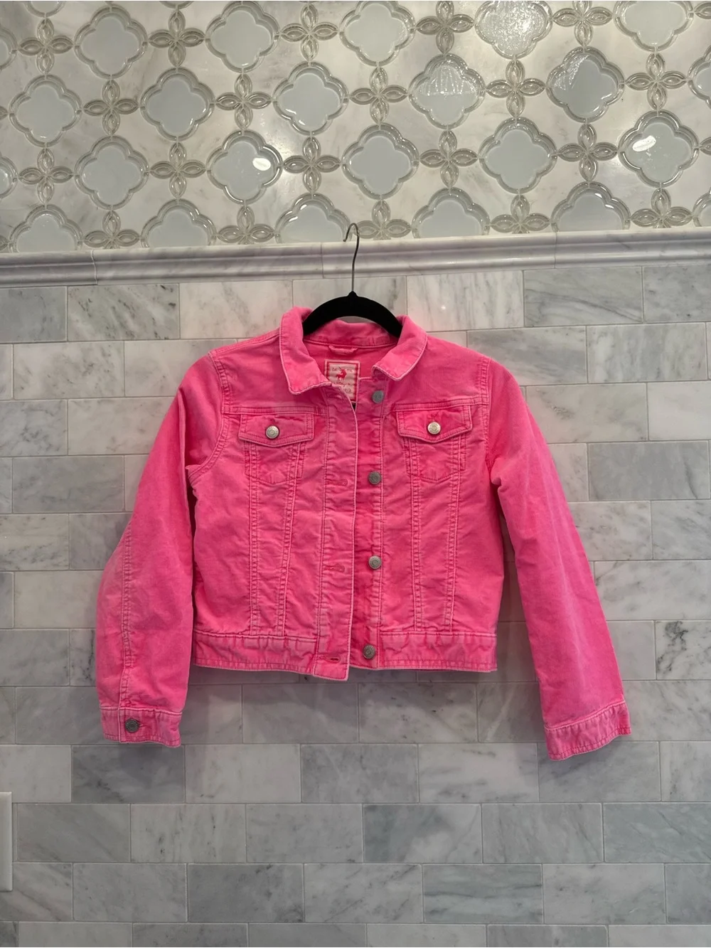 Gymboree corduroy jean jacket, bright pink